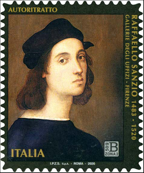 Francobollo Autoritratto, Opera di Raffaello Sanzio -  2020