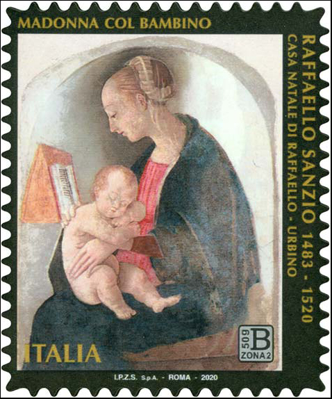 Francobollo Madonna col Bambino, Opera di Raffaello Sanzio -  2020