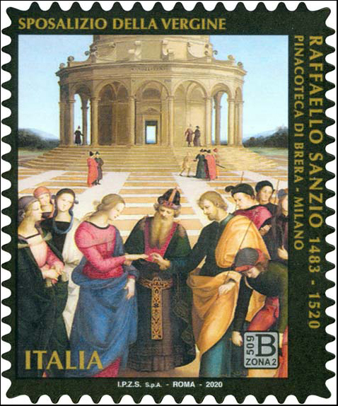 Francobollo Sposalizio della Vergine, Opera di Raffaello Sanzio -  2020