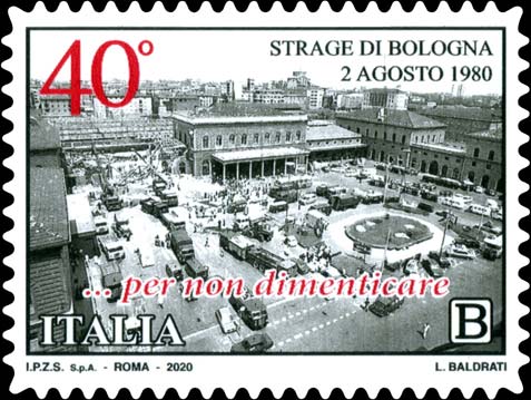 Francobollo Piazzale della Stazione di Bologna il Giorno della Strage -  2020