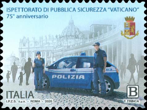 Francobollo Agenti di Polizia e Basilica di San Pietro in Vaticano -  2020