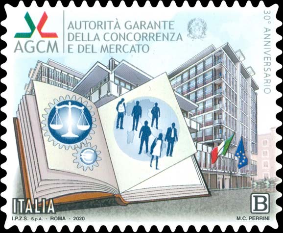Francobollo Sede dell'A.G.C.M. e Libro Aperto -  2020