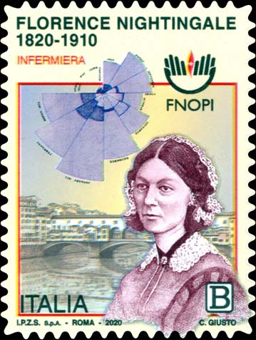 Francobollo Ritratto di Florence Nightingale e Ponte Vecchio -  2020