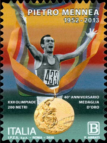Francobollo Pietro Mennea e Medaglia Olimpica -  2020