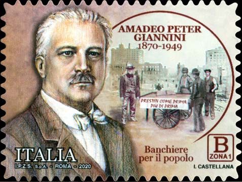 Francobollo Ritratto di Amadeo Peter Giannini -  2020