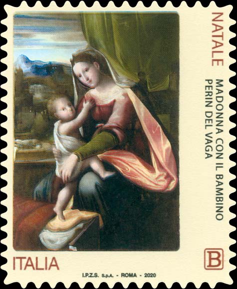 Francobollo Madonna con il Bambino, Opera di Perin del Vaga -  2020