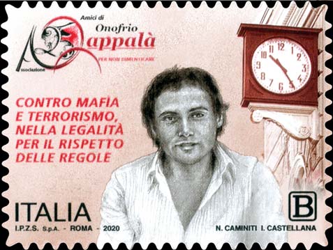 Francobollo Onofrio Zappalà e Orologio della Stazione di Bologna -  2020