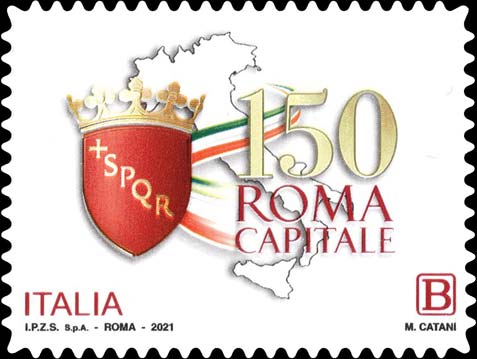 Francobollo Sagoma d'Italia e Stemma del Comune di Roma -  2021