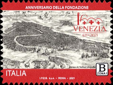 Francobollo Xilografia del 1500 di Venezia -  2021