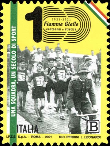 Francobollo Gara di Marcia del "Trofeo Scudo Nelli" del 1921 -  2021