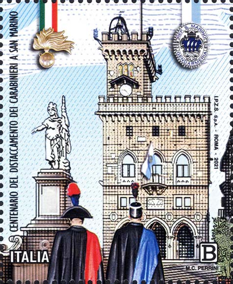 Francobollo Carabiniere, Gendarme e Piazza della Libertà -  2021