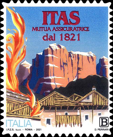 Francobollo Case in Fiamme e Montagne -  2021