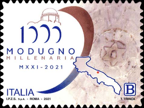 Francobollo Logo di “Modugno Millenaria” e Cupola della Chiesa di San Felice -  2021