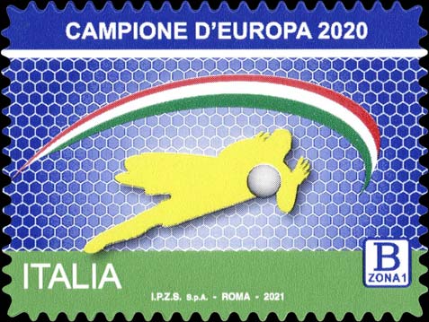 Francobollo Sagoma di Portiere e Tricolore -  2021
