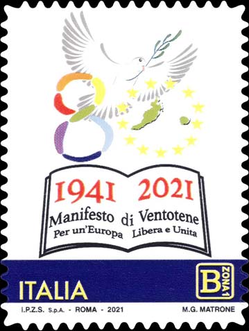 Francobollo Logo dell’80° Anniversario della Stesura del Manifesto di Ventotene -  2021