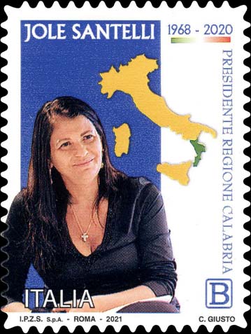 Francobollo Ritratto di Jole Santelli e Sagoma della Calabria -  2021