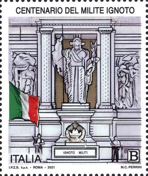 Francobollo Milite Ignoto e Statua della Dea Roma -  2021
