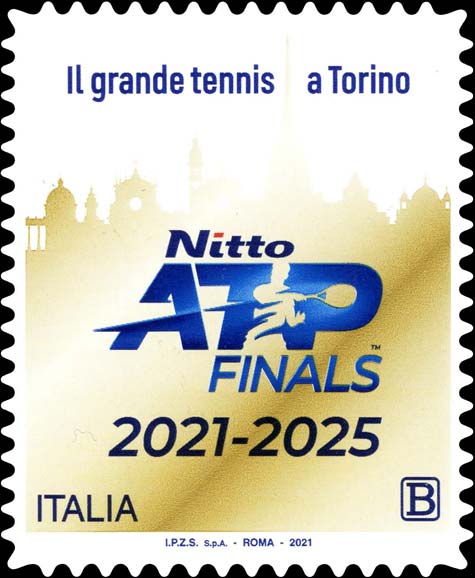 Francobollo Logo Nitto ATP Finals e Sagome di Monumenti di Torino -  2021