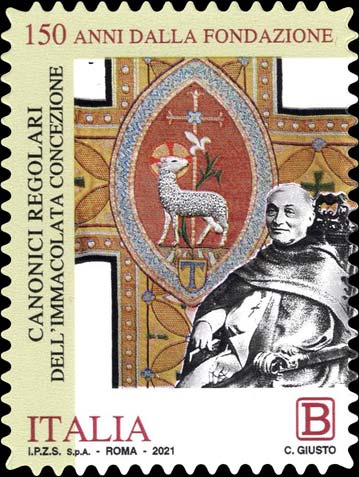 Francobollo Stemma della Congregazione dei Canonici Regolari dell'Immacolata Concezione e Don Adriano Gréa -  2021