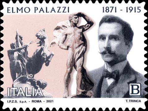 Francobollo Sculture e Ritratto di Elmo Palazzi -  2021