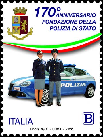 Francobollo Agenti e Auto di Polizia -  2022