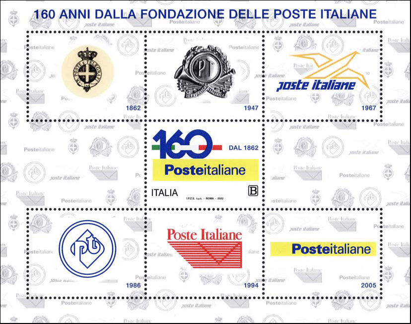 Francobollo Evoluzione del Logo di Poste Italiane nel Tempo -  2022