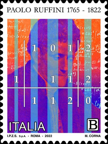 Francobollo Ritratto di Paolo Ruffini e Formule Matematiche -  2022
