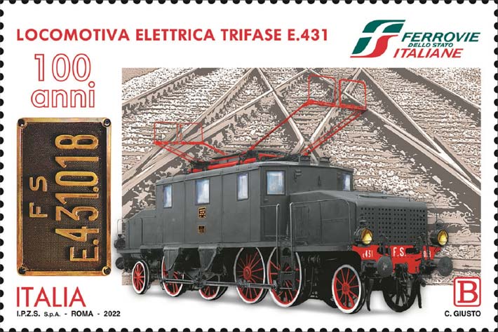 Francobollo Locomotiva Elettrica Trifase E.431 -  2022
