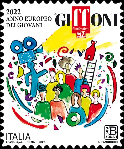 Francobollo Proiettore e Giovani Stilizzati -  2022