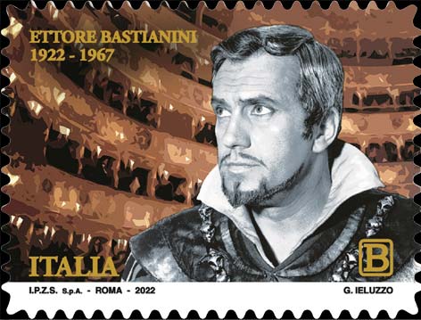 Francobollo Ritratto di Ettore Bastianini a Teatro -  2022