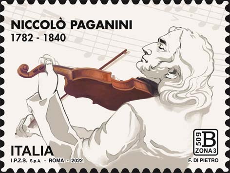 Francobollo Niccolò Paganini Intento a Suonare il Violino -  2022