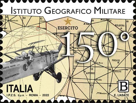 Francobollo Aeroplano e Carta Geografica -  2022