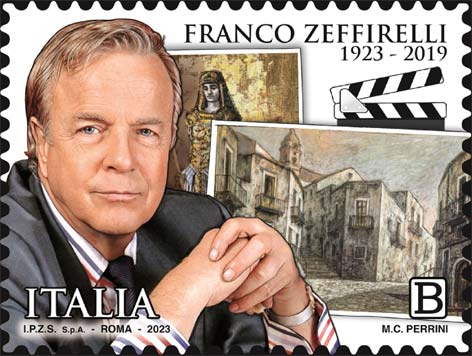 Francobollo Ritratto di Franco Zeffirelli e Bozzetti di Opere Teatrali -  2023