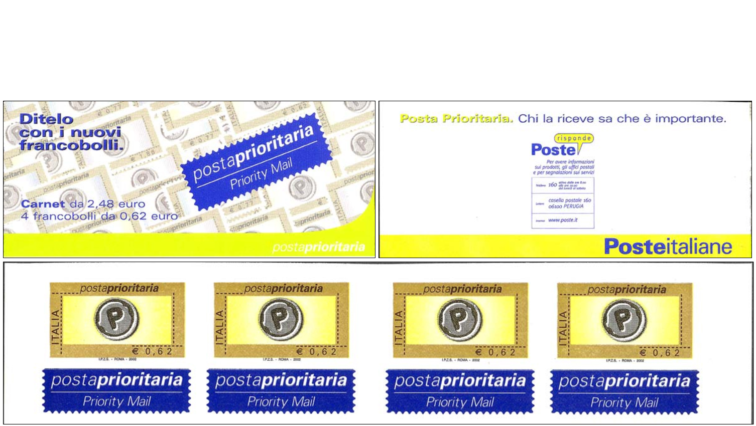 Francobollo Francobolli di Posta Prioritaria e Diciture -  2002