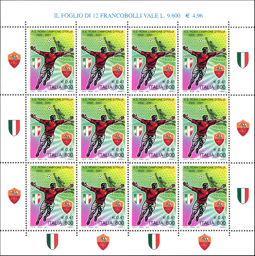 Francobollo Roma Campione d'Italia 2000-2001 -  2001