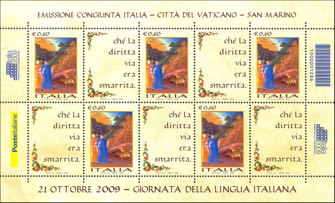 Francobollo Dante Alighieri e Virgilio -  2009