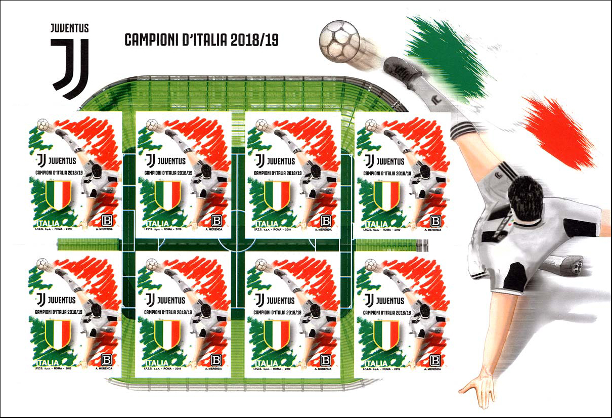 Francobollo Calciatore e Stadio -  2019