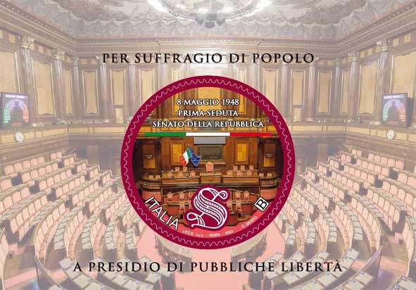 Francobollo Aula del Senato della Repubblica Italiana (Blocco Foglietto) -  2023