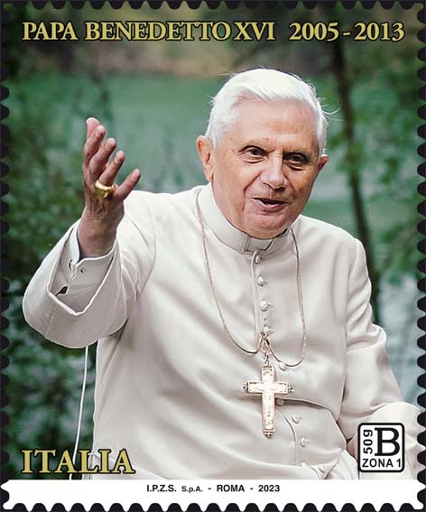 Francobollo Ritratto di Papa Emerito Benedetto XVI -  2023