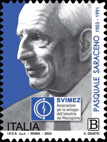 Francobollo Ritratto di Pasquale Saraceno -  2023