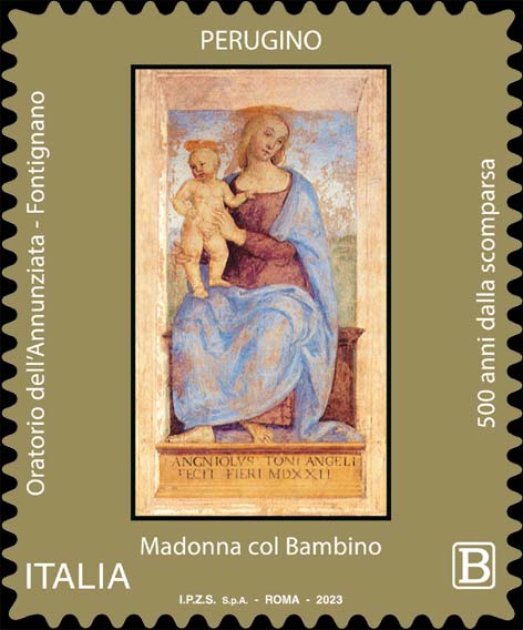 Francobollo Madonna col Bambino, Affresco del Perugino -  2023