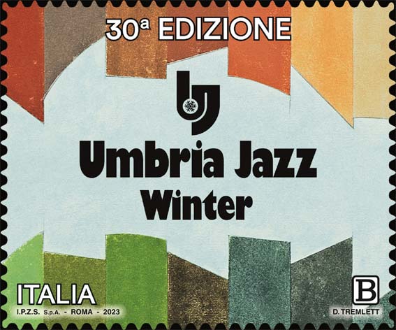 Francobollo Interpretazione Artistica Stilizzata di una Cascata d'Acqua, Opera di David Tremlett -  2023
