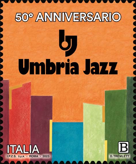 Francobollo Interpretazione Artistica Stilizzata di una Cascata d'Acqua, Opera di David Tremlett -  2023