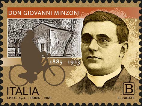 Francobollo Ritratto di Don Giovanni Minzoni e Chiesa della Pieve di San Giorgio di Argenta -  2023
