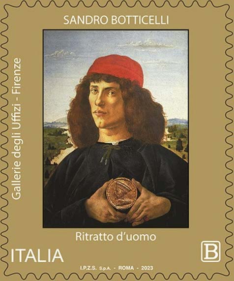 Francobollo Ritratto d'Uomo, Opera di Sandro Botticelli -  2023