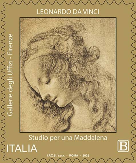 Francobollo Studio per una Maddalena. Opera di Leonardo da Vinci -  2023