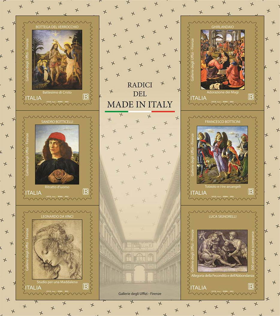 Francobollo Galleria degli Uffizi, Firenze -  2023