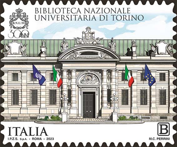 Francobollo Facciata della Sede della Biblioteca Nazionale Universitaria di Torino -  2023