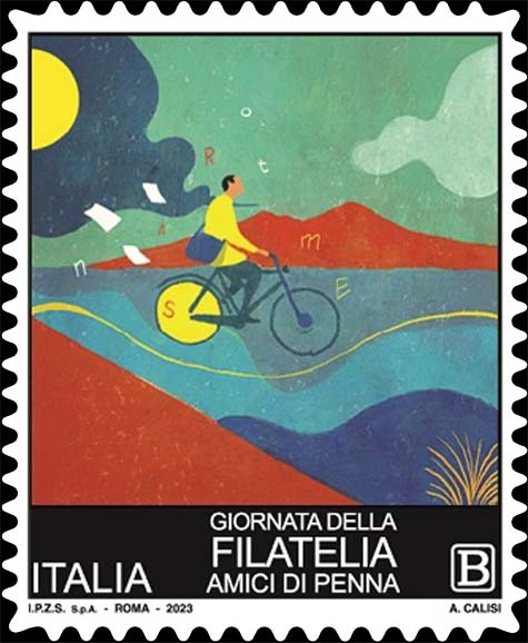 Francobollo Postino in Bicicletta -  2023