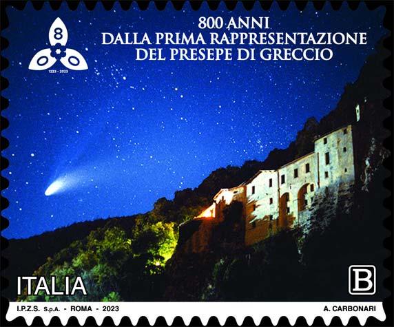 Francobollo Santuario Francescano del Presepe di Greccio -  2023